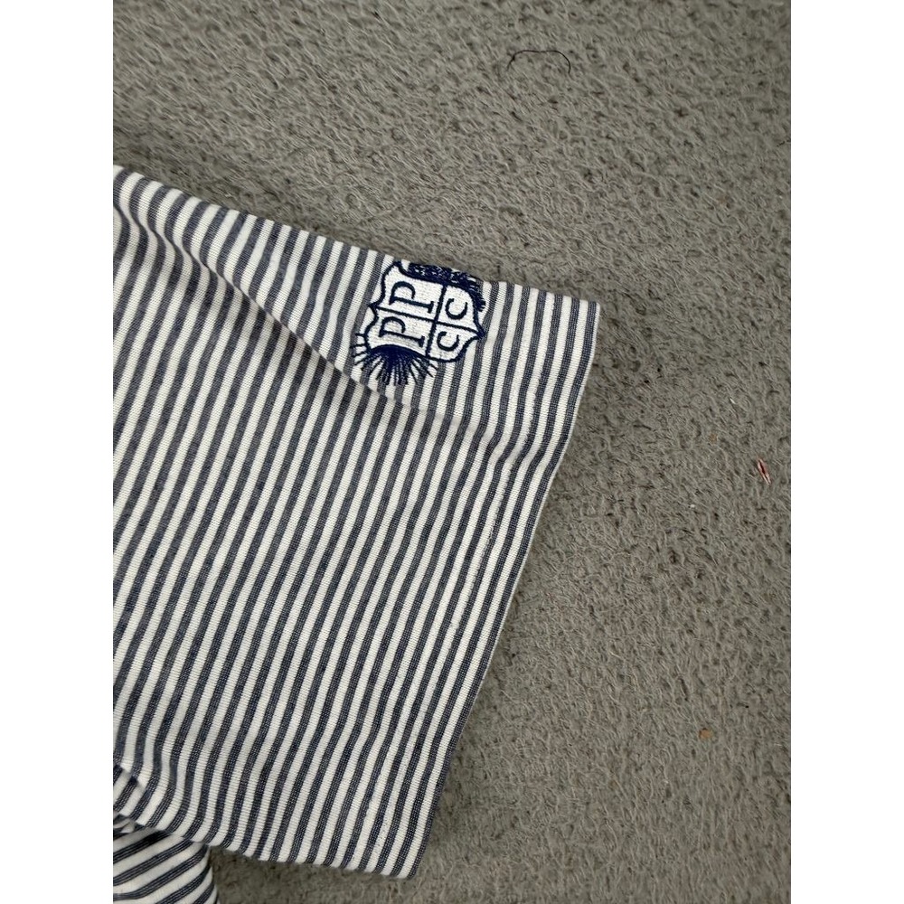 Criquet Polo Shirt Men Large White Striped Short Sleeve Performance Golf Stretch - Picture 7 of 9